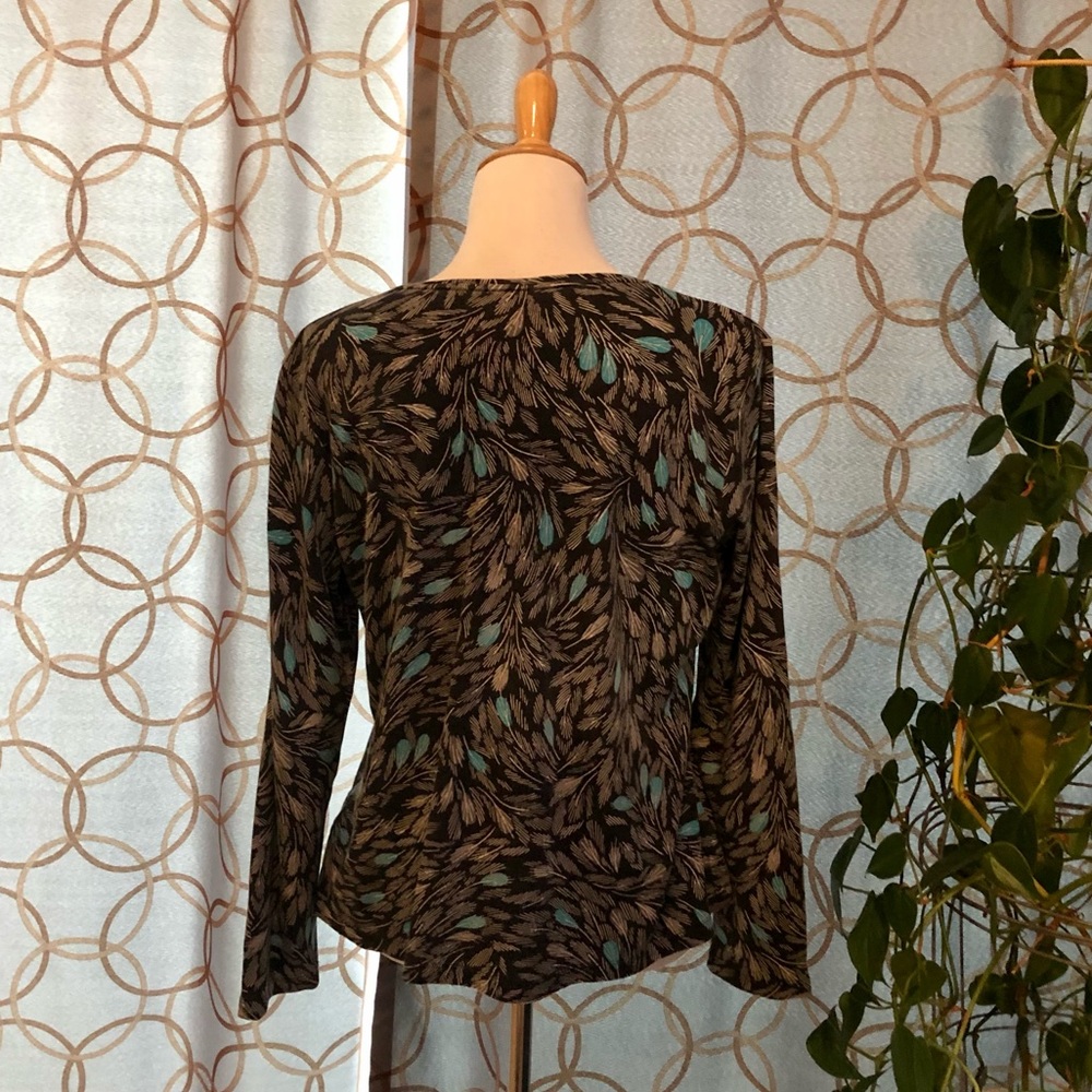 croft & barrow Leaf Print Long Sleeve Shirt Size Large - Picture 3 of 4